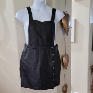 WILD FABLE Faux Leather Overall Mini Dress/Skirt w/Side Snaps Black Size L